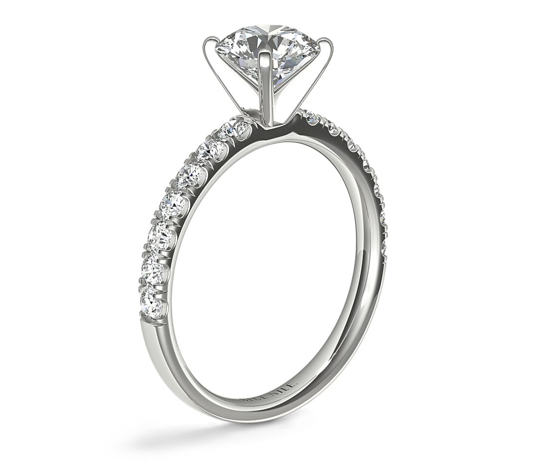 Scalloped Pavé Diamond Engagement Ring in Platinum (3/8 ct. tw.)