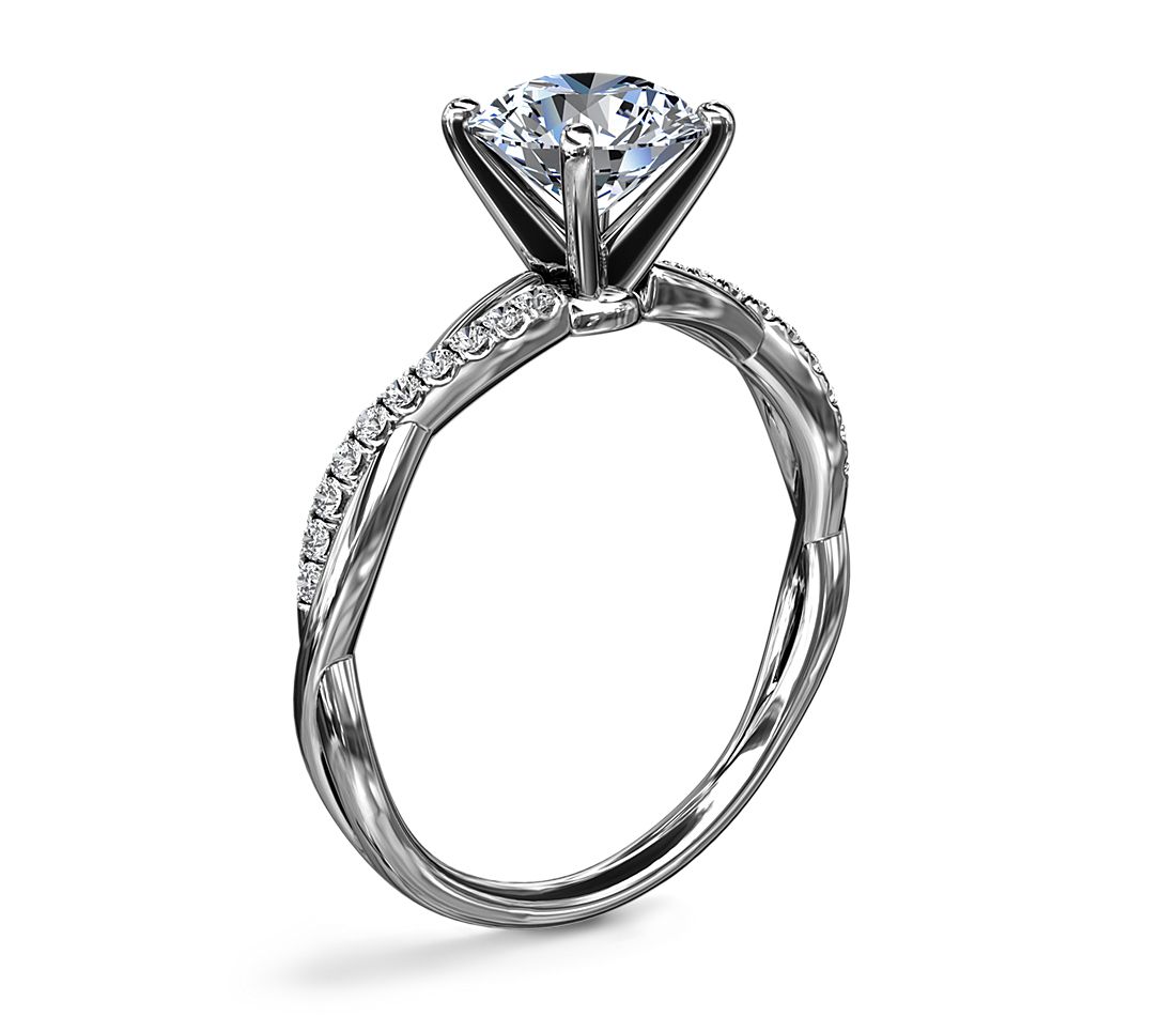 Petite Twist Diamond Engagement Ring in 14k White Gold (1/10 ct. tw.)
