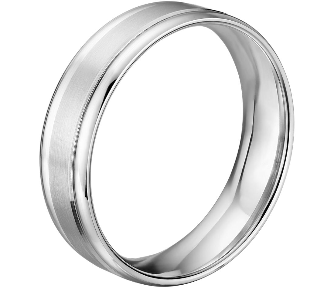 Brushed Inlay Wedding Ring in Platinum (6mm)
