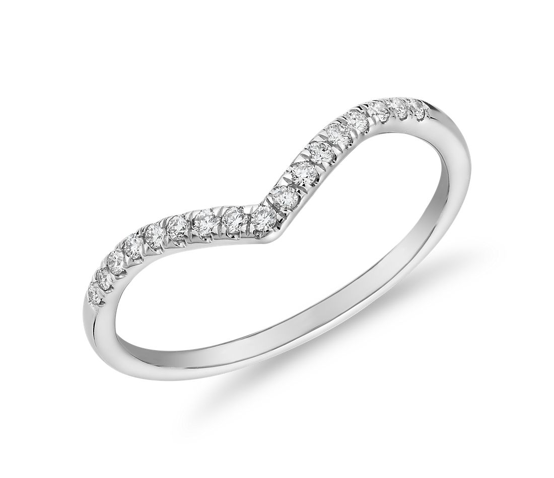 Diamond Chevron Stackable Fashion Ring in 14k White Gold (1/10 ct. tw.)
