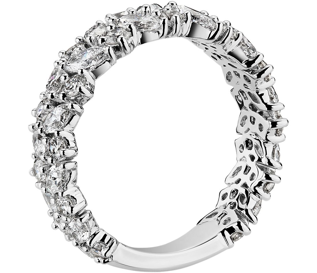 Marquise & Round Diamond Cluster Wedding Ring in 14k White Gold (2 ct. tw.)