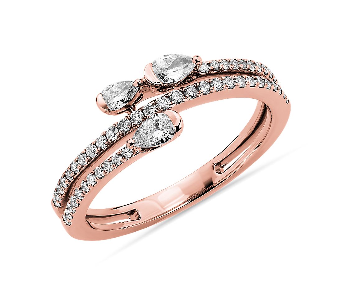 Pear Diamond Wrap Ring in 14k Rose Gold (3/8 ct. tw.)