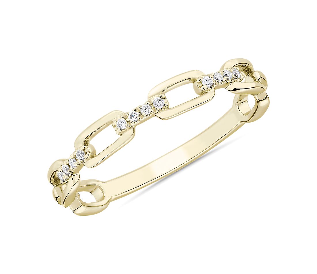 Diamond Link Fashion Ring in 14k Yellow Gold