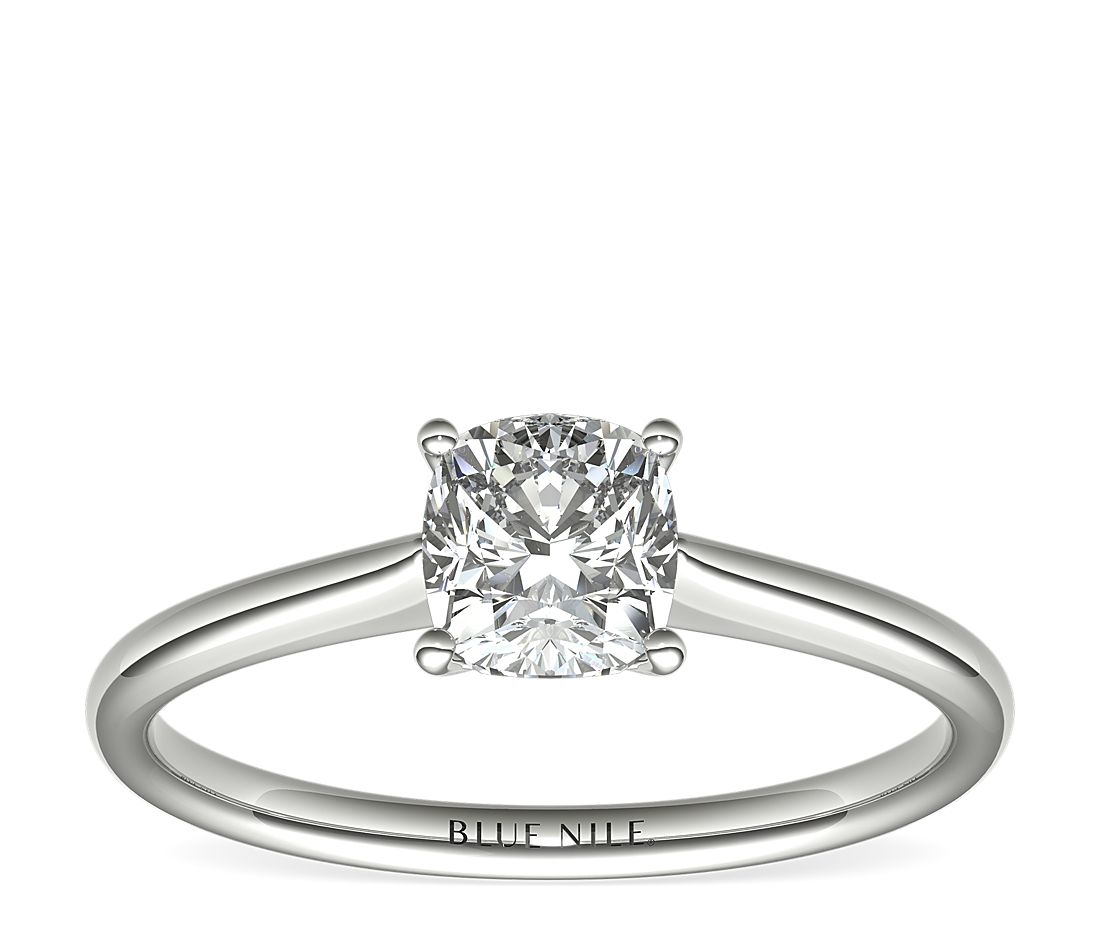 Petite Solitaire Engagement Ring in Platinum