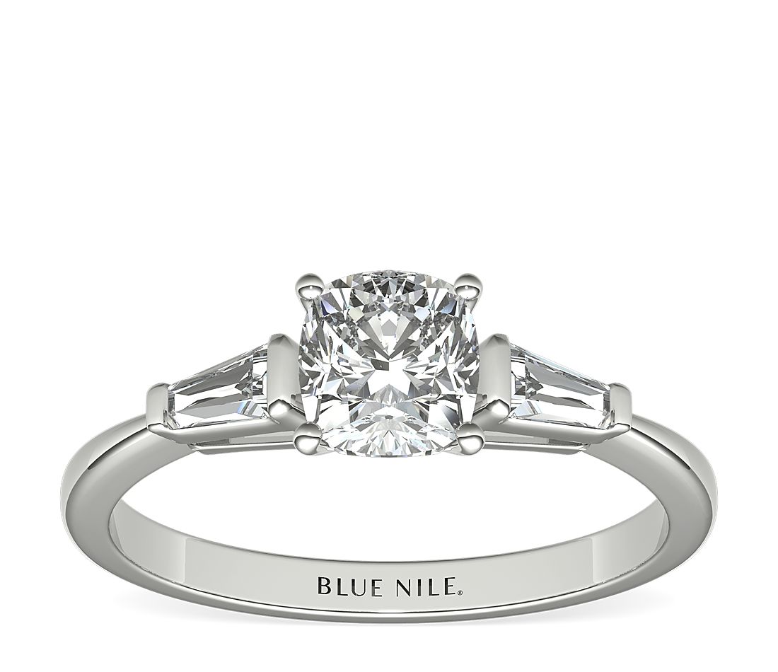 Tapered Baguette Diamond Engagement Ring in Platinum