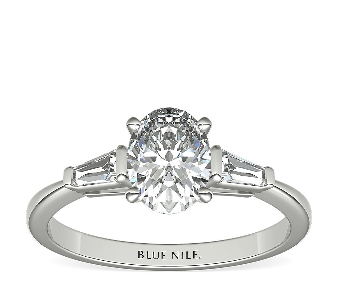 Tapered Baguette Diamond Engagement Ring in Platinum