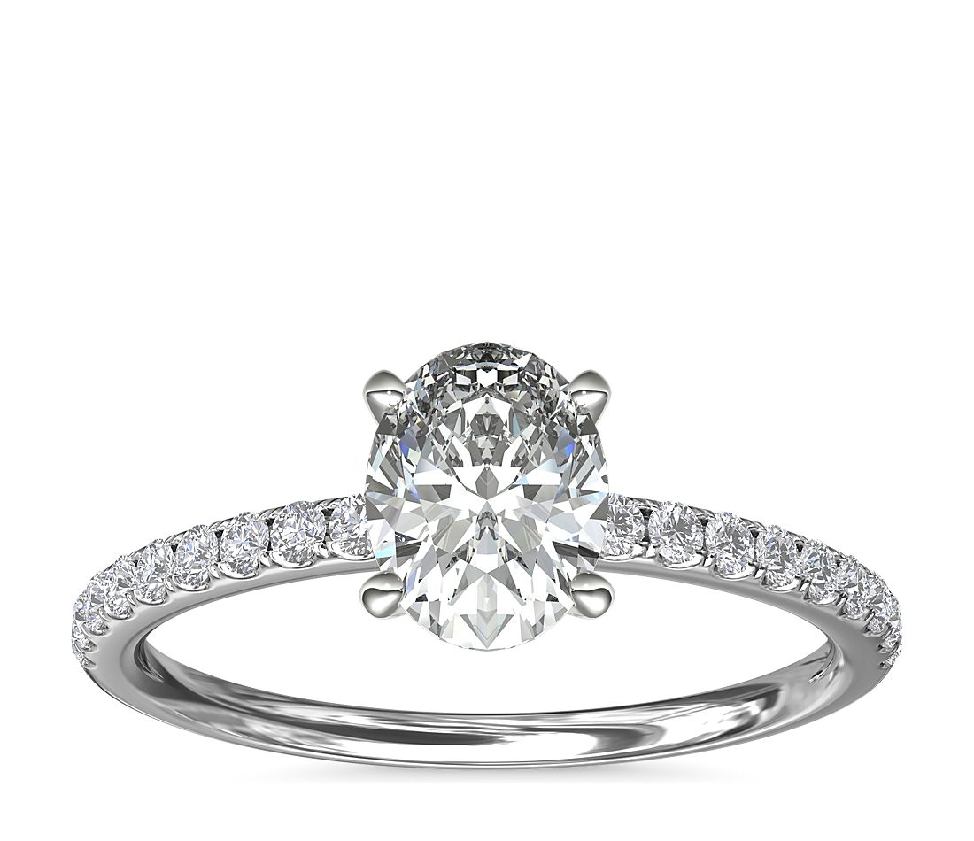Riviera Pavé Diamond Engagement Ring in Platinum (1/6 ct. tw.)