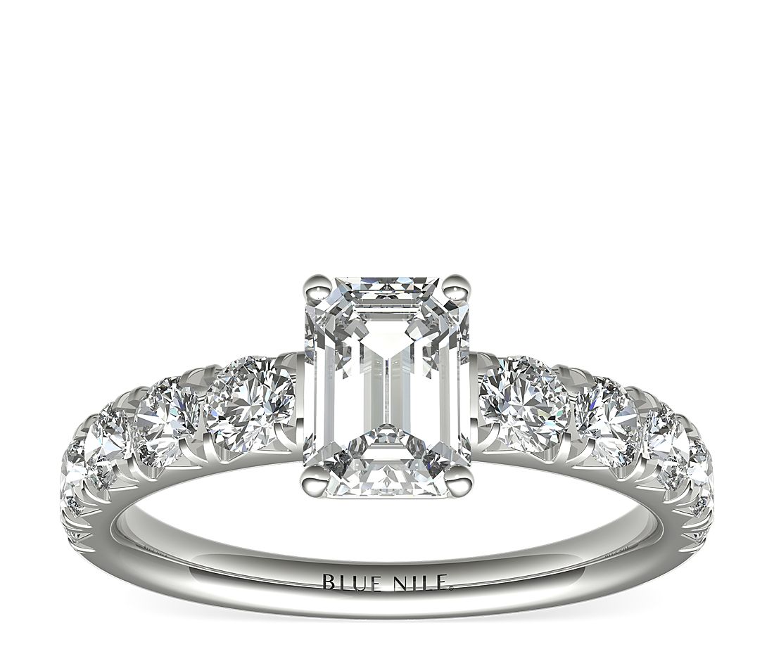 French Pavé Diamond Engagement Ring in Platinum (1 ct. tw.)