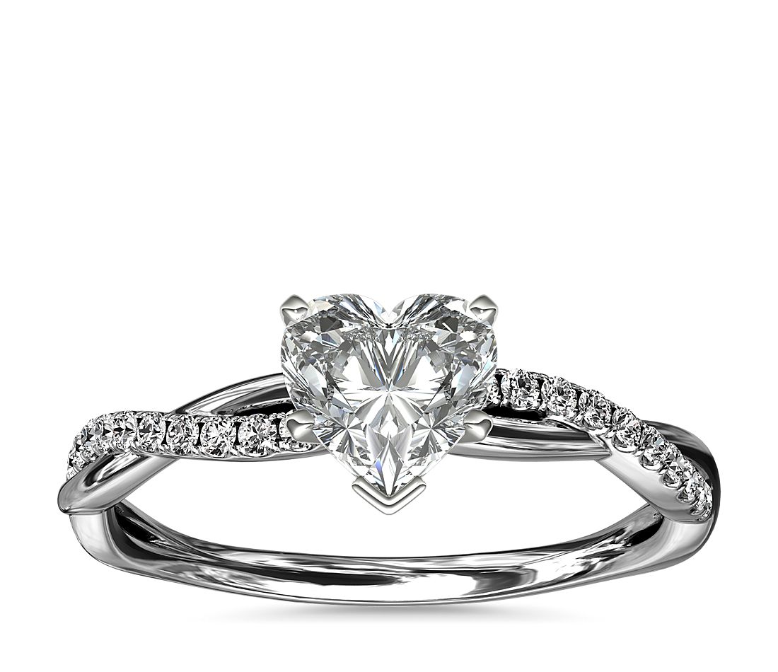 Petite Twist Diamond Engagement Ring in Platinum (1/10 ct. tw.)