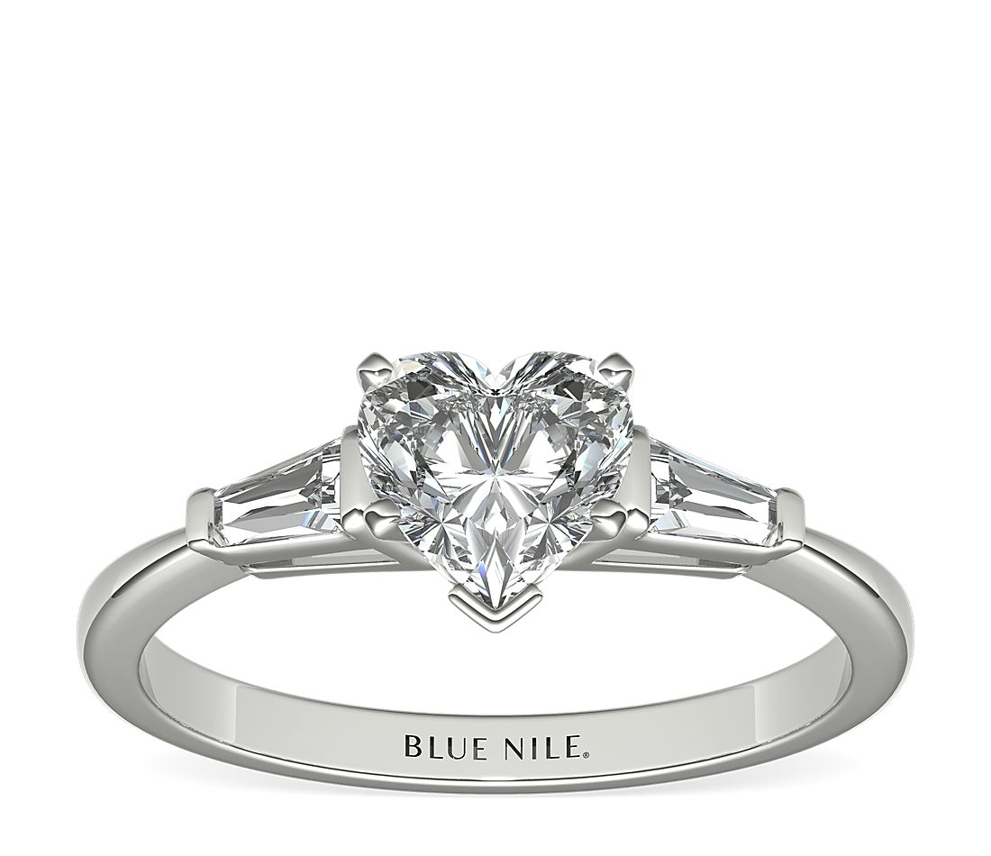 Tapered Baguette Diamond Engagement Ring in Platinum