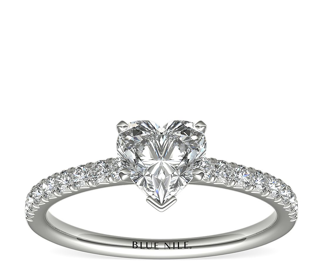 French Pavé Diamond Engagement Ring in Platinum (1/4 ct. tw.)