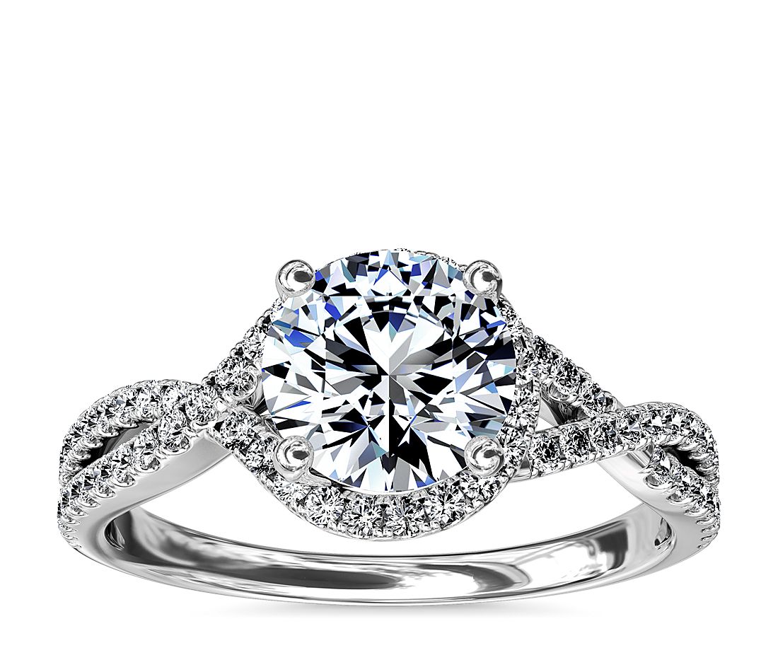 Twisted Halo Diamond Engagement Ring in 14k White Gold (1/3 ct. tw.)