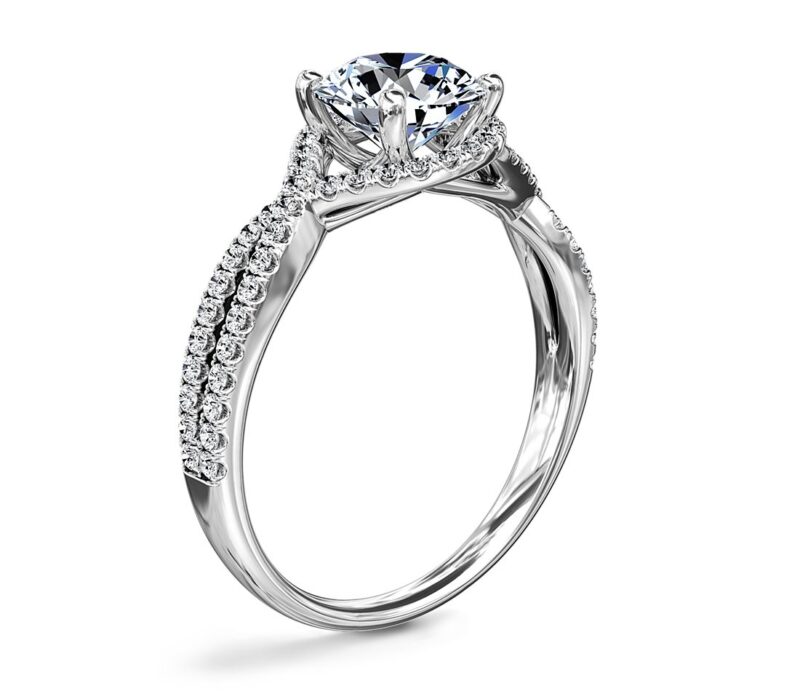 Twisted Halo Diamond Engagement Ring in 14k White Gold (1/3 ct. tw.) - Image 3