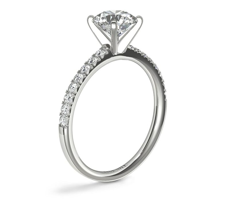 French Pavé Diamond Engagement Ring in Platinum (1/4 ct. tw.) - Image 2