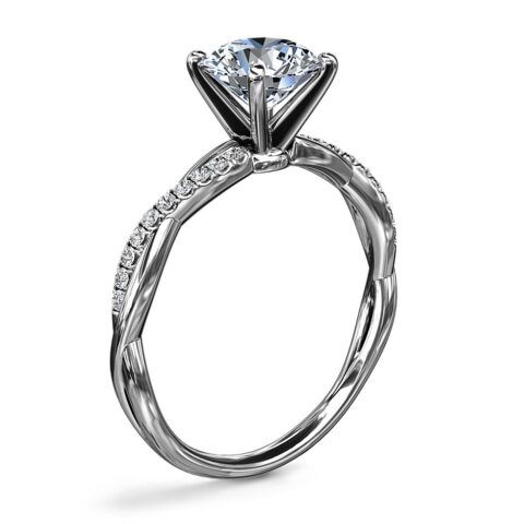 Petite Twist Diamond Engagement Ring in 14k White Gold (1/10 ct. tw.)