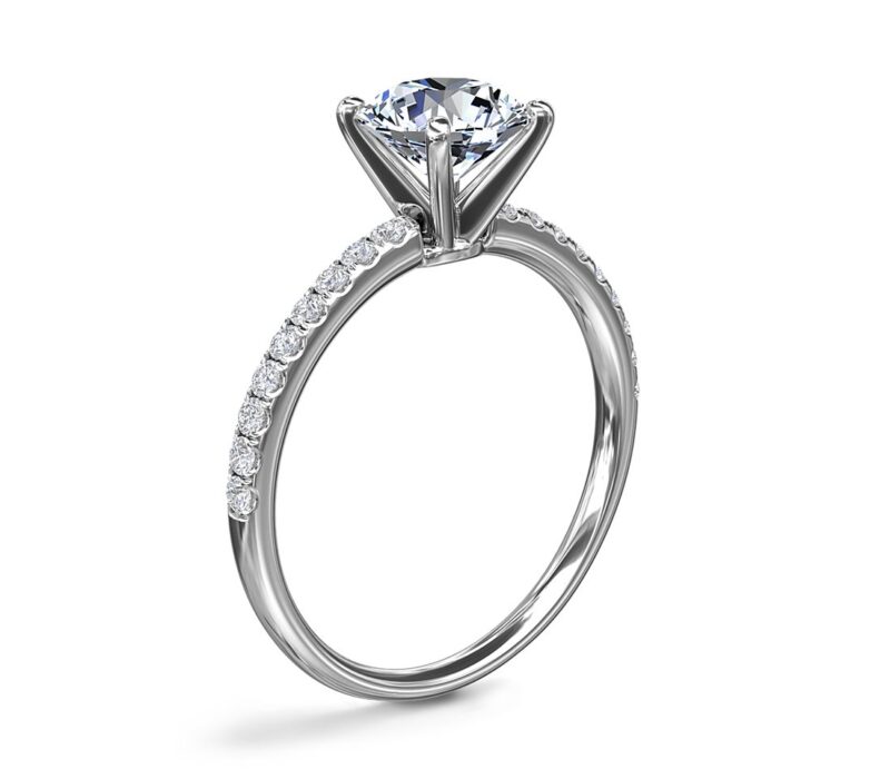 Riviera Pavé Diamond Engagement Ring in Platinum (1/6 ct. tw.) - Image 3