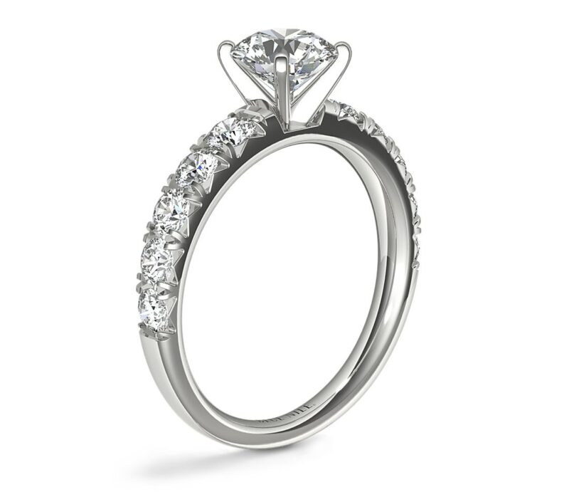French Pavé Diamond Engagement Ring in Platinum (1 ct. tw.) - Image 3