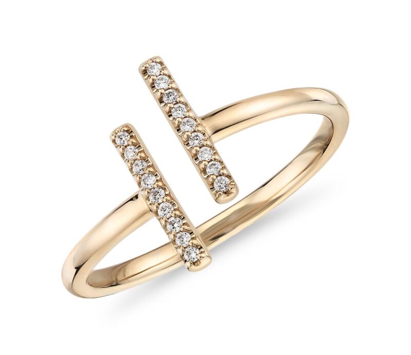 Delicate Pavé Split Bar Diamond Fashion Ring in 14k White Gold - Image 4