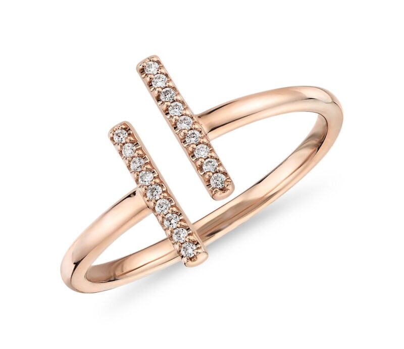 Delicate Pavé Split Bar Diamond Fashion Ring in 14k White Gold - Image 3