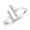 Delicate Pavé Split Bar Diamond Fashion Ring in 14k White Gold