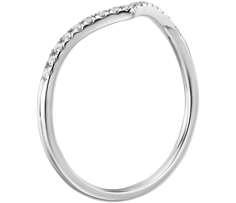 Diamond Chevron Stackable Fashion Ring in 14k White Gold (1/10 ct. tw.) - Image 2