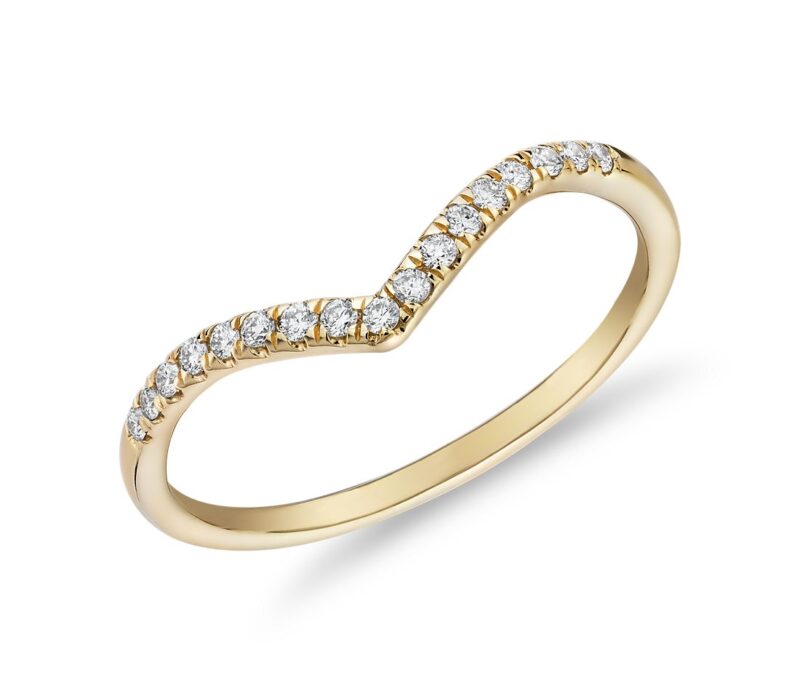 Diamond Chevron Stackable Fashion Ring in 14k White Gold (1/10 ct. tw.) - Image 3