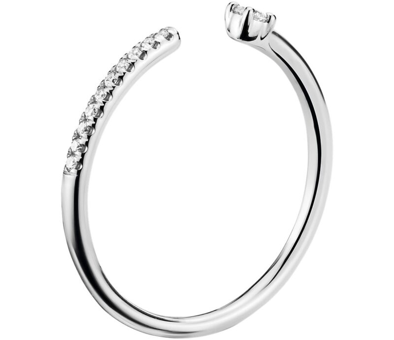 Ultra Mini Diamond Pave Open Stackable Fashion Ring in 14k White Gold - Image 2