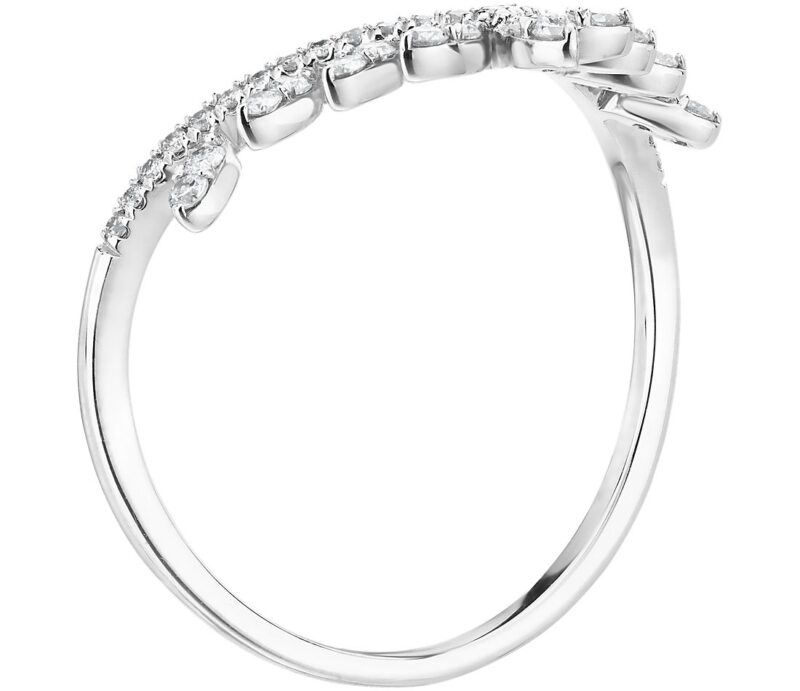 Diamond Leaf Crown Fashion Ring in 14k White Gold