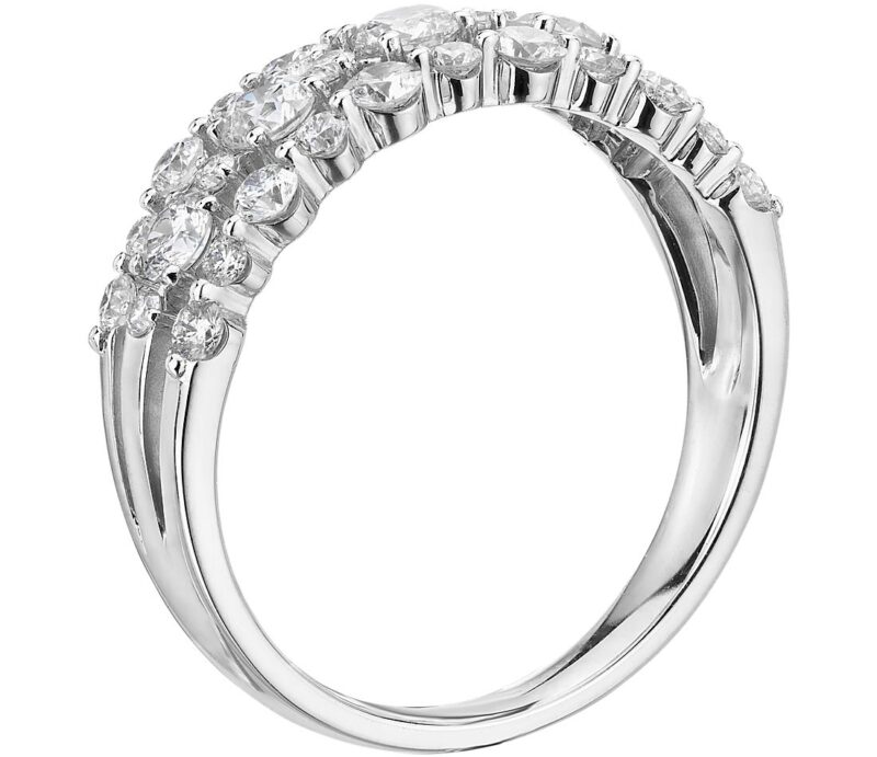 Diamond Three-Row Alternating Fashion Ring in 14k White Gold (1 ct. tw.)