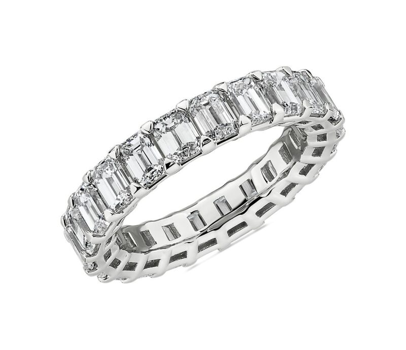 Blue Nile Studio Seamless Sapphire and Diamond Emerald-Cut Eternity Band in Platinum- G/VS2 (2 1/2 ct. tw.) - Image 3