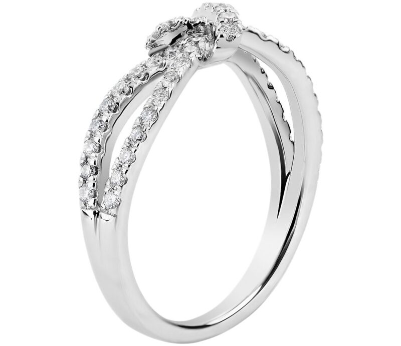 Diamond Love Knot Split Shank Fashion Ring in 14k White Gold (1/2 ct. tw.) - Image 2