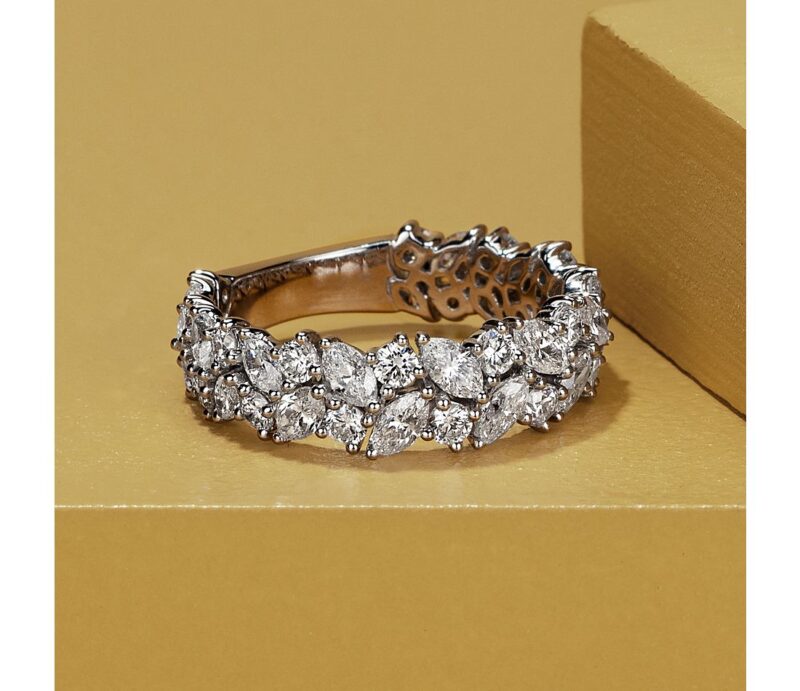 Marquise & Round Diamond Cluster Wedding Ring in 14k White Gold (2 ct. tw.) - Image 3