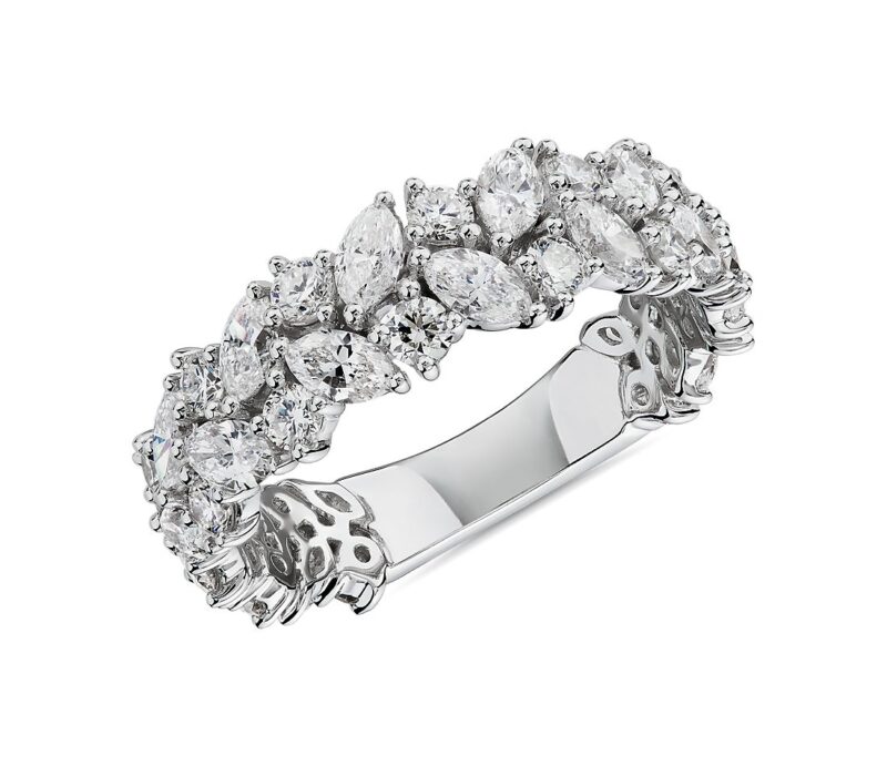 Marquise & Round Diamond Cluster Wedding Ring in 14k White Gold (2 ct. tw.) - Image 2