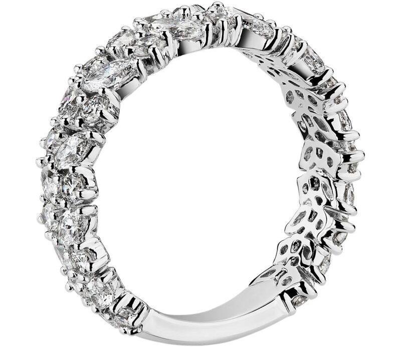 Marquise & Round Diamond Cluster Wedding Ring in 14k White Gold (2 ct. tw.)
