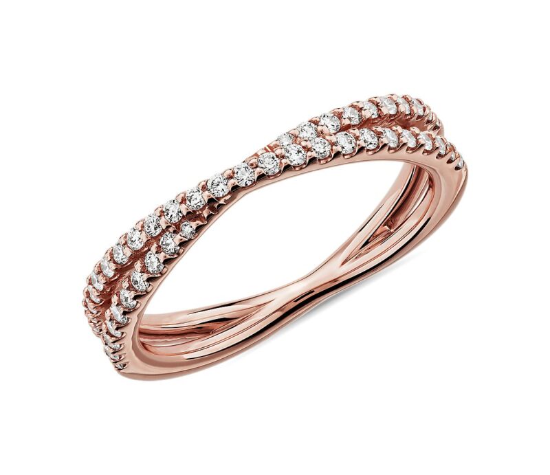 Contemporary Criss-Cross Diamond Ring in Platinum (1/4 ct. tw.) - Image 4