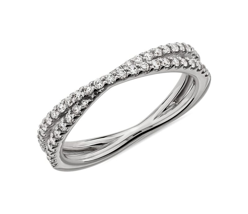 Contemporary Criss-Cross Diamond Ring in Platinum (1/4 ct. tw.) - Image 3