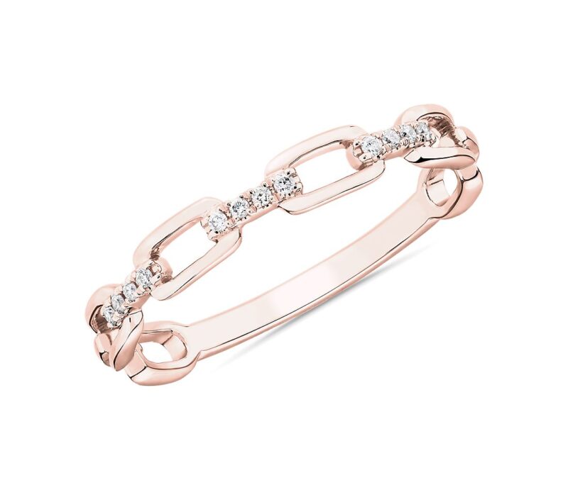 Diamond Link Fashion Ring in 14k Yellow Gold - Image 4