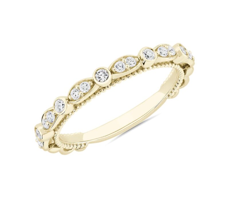 Floral Ellipse Matching Diamond Wedding Ring in 14k White Gold (1/5 ct. tw.) - Image 5