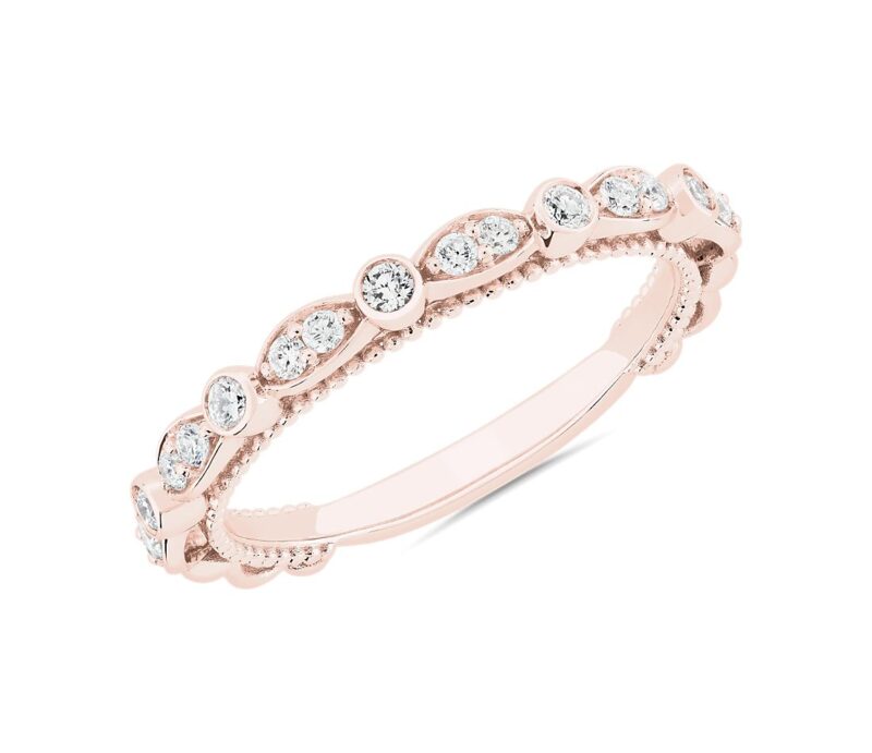 Floral Ellipse Matching Diamond Wedding Ring in 14k White Gold (1/5 ct. tw.) - Image 4