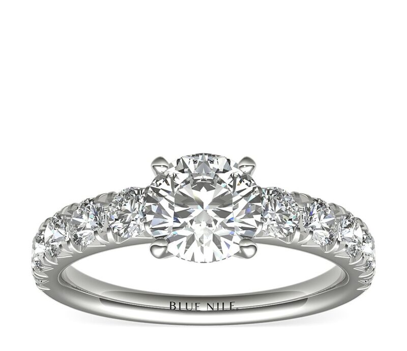 French Pavé Diamond Engagement Ring in Platinum (1 ct. tw.) - Image 2