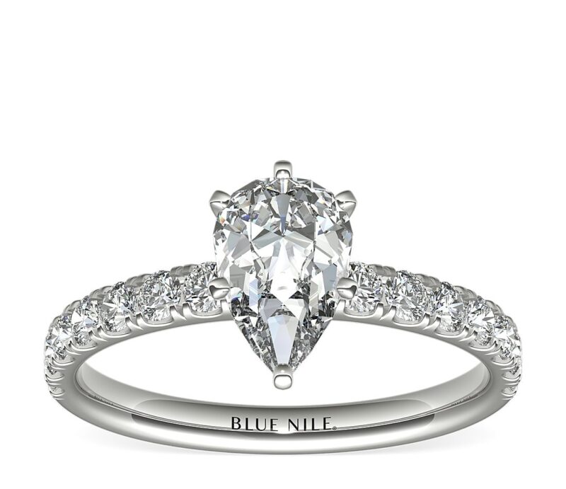 Scalloped Pavé Diamond Engagement Ring in Platinum (3/8 ct. tw.) - Image 3