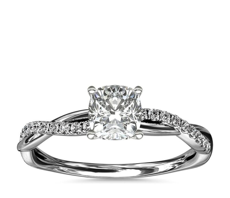 Petite Twist Diamond Engagement Ring in Platinum (1/10 ct. tw.) - Image 2