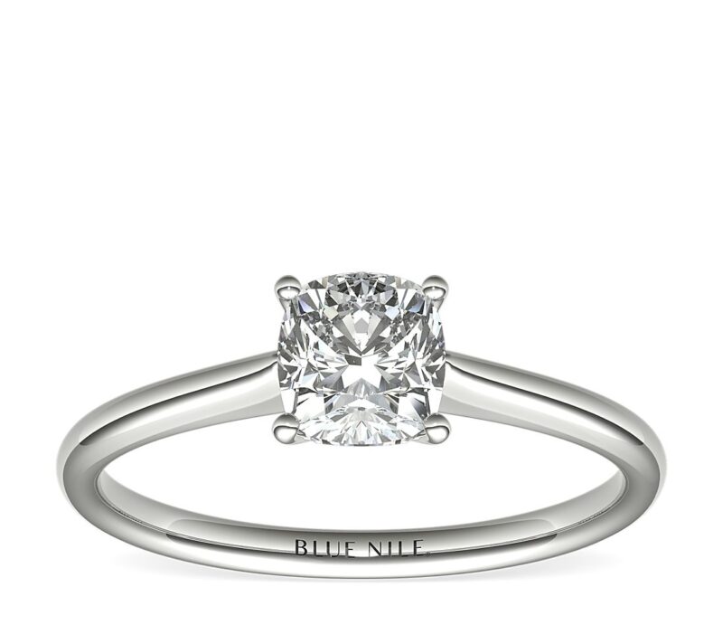 Petite Solitaire Engagement Ring in Platinum