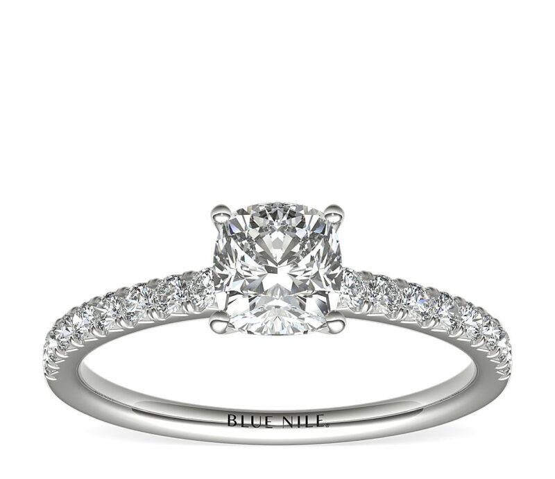 French Pavé Diamond Engagement Ring in 14k White Gold (1/4 ct. tw.) - Image 2