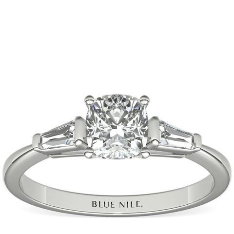 Tapered Baguette Diamond Engagement Ring in Platinum
