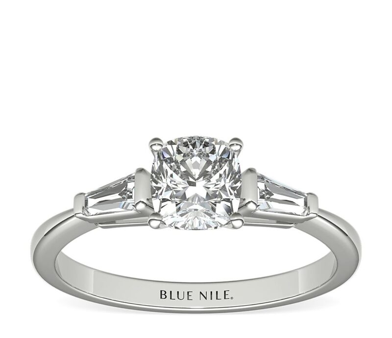 Tapered Baguette Diamond Engagement Ring in Platinum
