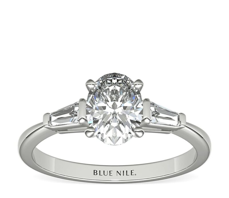 Tapered Baguette Diamond Engagement Ring in Platinum