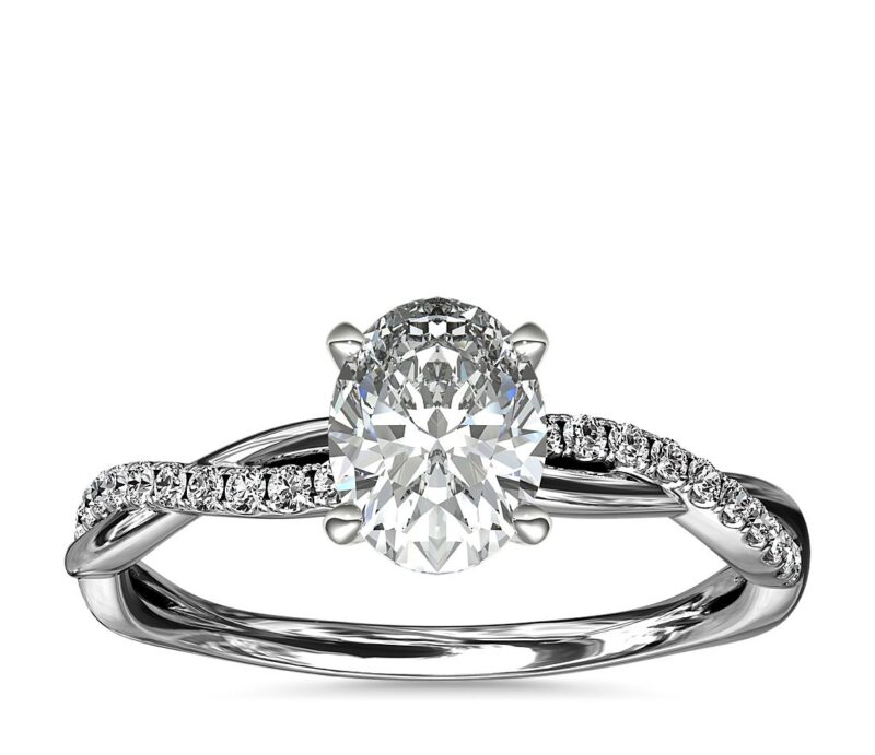 Petite Twist Diamond Engagement Ring in Platinum (1/10 ct. tw.)
