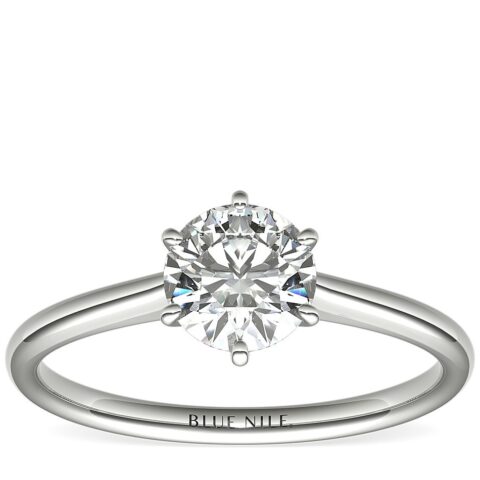 Petite Nouveau Six-Prong Solitaire Engagement Ring in Platinum