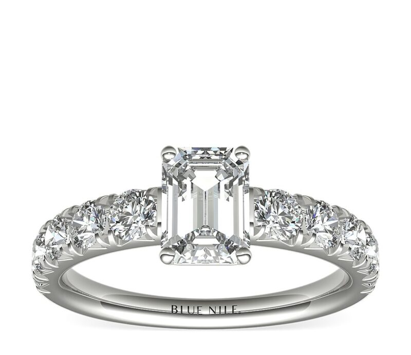 French Pavé Diamond Engagement Ring in Platinum (1 ct. tw.)